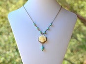 Image of Vintage Style Ivory Rose and Jade Green Swarovski Pearl Teardrop Necklace - NC021