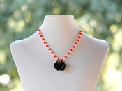 Image of Black Rose and Blood Orange Beaded Necklace - NC025