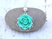Image of Custom Bridesmaid Necklace - Classic Rose and Simple Pearl Wedding Necklace - NC006