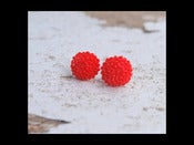 Image of Bright Red Mum Flower Stud Earrings - EFS006