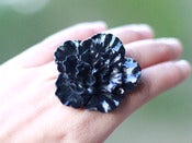 Image of Black Rose Statement Silver Filigree Ring - Adjustable - RI003