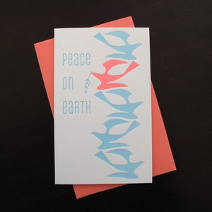 Image of 1523B - doves of peace letterpress holiday card - set of 6