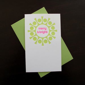 Image of 1507B - merry & bright letterpress holiday card - set of 6