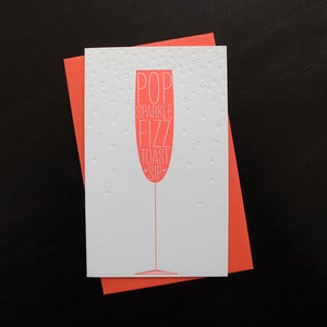 Image of 1525B - pop fizz champagne letterpress new years card - set of 6