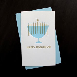 Image of 1537B - hanukkah menorah letterpress card - set of 6