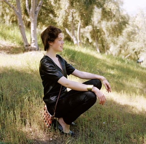 Image of Kelly Bergin perforated leather blouse