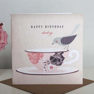 Image of 'Happy Birthday Darling' Teacup Card
