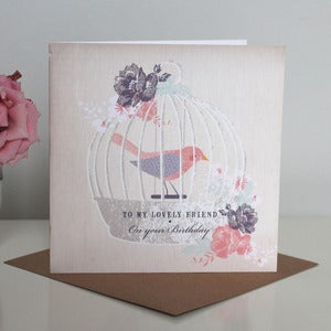 Image of 'Lovely Friend' Birdcage Birthday Card