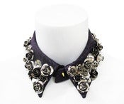 Image of Plum brocade with rosettes and crystals