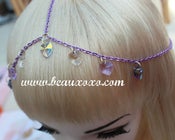 Image of Chain Head Piece Chain Headdress Triple Stranded Purple Chain Swarovski Heart Hair Jewellery