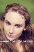 Image of Chain Head Piece Chain Headdress Triple Stranded Purple Chain Swarovski Heart Hair Jewellery