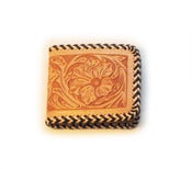Image of floral tooled billfold with two tone lace