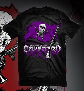 Image of Celph Titled Flag Logo T-Shirt - Purple on Black