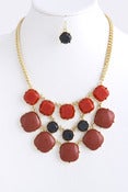 Image of Square Bubble Necklace and Earrings: Orange