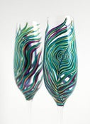 Image of Peacock Wedding Toasting Flutes-Set of 2-Custom Made