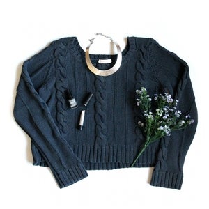 Image of Navy Cable Knit
