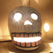 Image of Hand Painted Mexican Skull Candle Holder