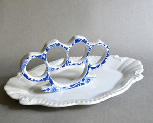 Image of New Cast Porcelain China Knuckles - Blue Floral
