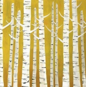 Image of Birch Tree Print on Yellow