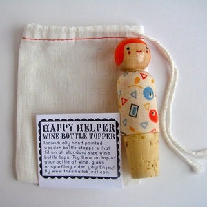 Image of Happy Helper Wine Bottle Topper - Orangey