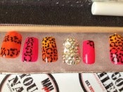 Image of Color Fade Cheetah Square Press On's w/ Swarovski Accent Nail