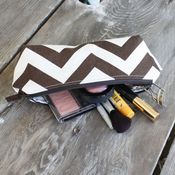 Image of pencil pouch - chocolate brown chevron 