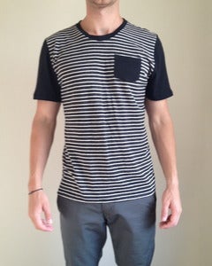 Crew Neck w/ Pocket Black Stripes