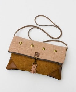 Image of cherry blossom + toffee foldover crossbody bag (round studs)