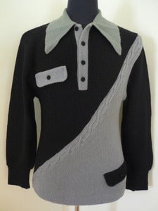 Image of 50s grey & black two-tone wool sweater