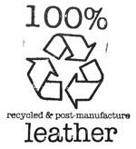 Image of all items are made from recycled leather &/or post-manufacture leather and hardware