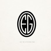 Image of CUSTOM MONOGRAM:: OVAL TWO LETTER DBL FRAME MONOGRAM HAND STAMP