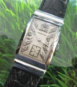 Image of MEGA RARE HAMILTON PLATINUM DIAMOND DIAL 1930s DECO TANQ - SOLD!