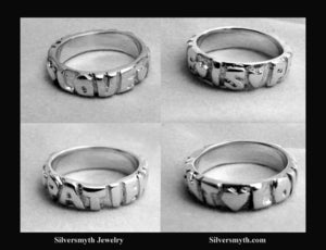 Image of Love is Patient Hand Carved Sterling Silver Ring Size 7