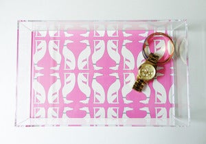 Image of Pink Greyhounds Lucite Tray with Handles