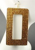 Image of Gold Rhinestone Rectangle Earrings 