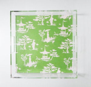 Image of Chinoiserie Lucite Tray with Handles