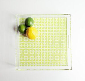 Image of Chartreuse Lucite Tray with Handles