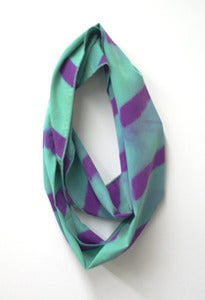 Image of turquoise/purple chevron shibori cowl