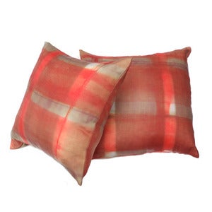 Image of nude plaid pillow
