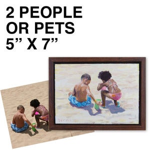 Image of Commissioned 5" x 7" Painting - 2 people/pets