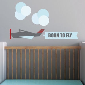 Image of Modern Airoplane Fabric Wall Decal Decor Sticker Kids Nursery Bedroom