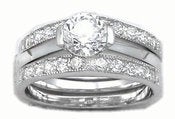 Image of  CZ Band Engagement ring ,Wedding Band Set, Anniversary ,.925  Sterling Silver Jewelry