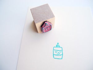 Image of Small Object Happy Glue Rubber Stamp