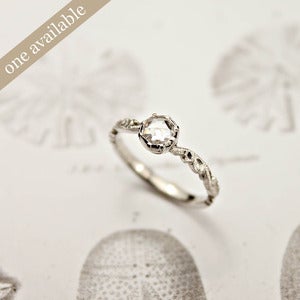 Image of platinum 4.7mm rose cut diamond ring {SOLD floral carved No.D}