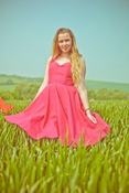 Image of Plain Cerise Halterneck Dress