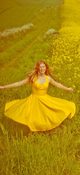 Image of Plain Yellow Halterneck Dress