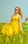 Image of Plain Yellow Halterneck Dress