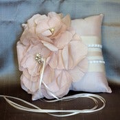 Image of LETITIA-Silk Dupioni and Silk Oversized Blooms Ring Pillow