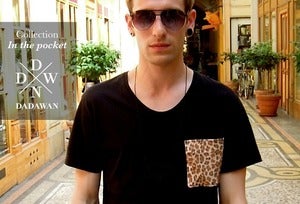 Image of T-shirt scoopneck homme poche Leopard