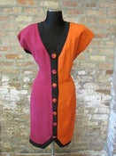 Image of Orange and Pink Strong Shoulder Color Block Dress